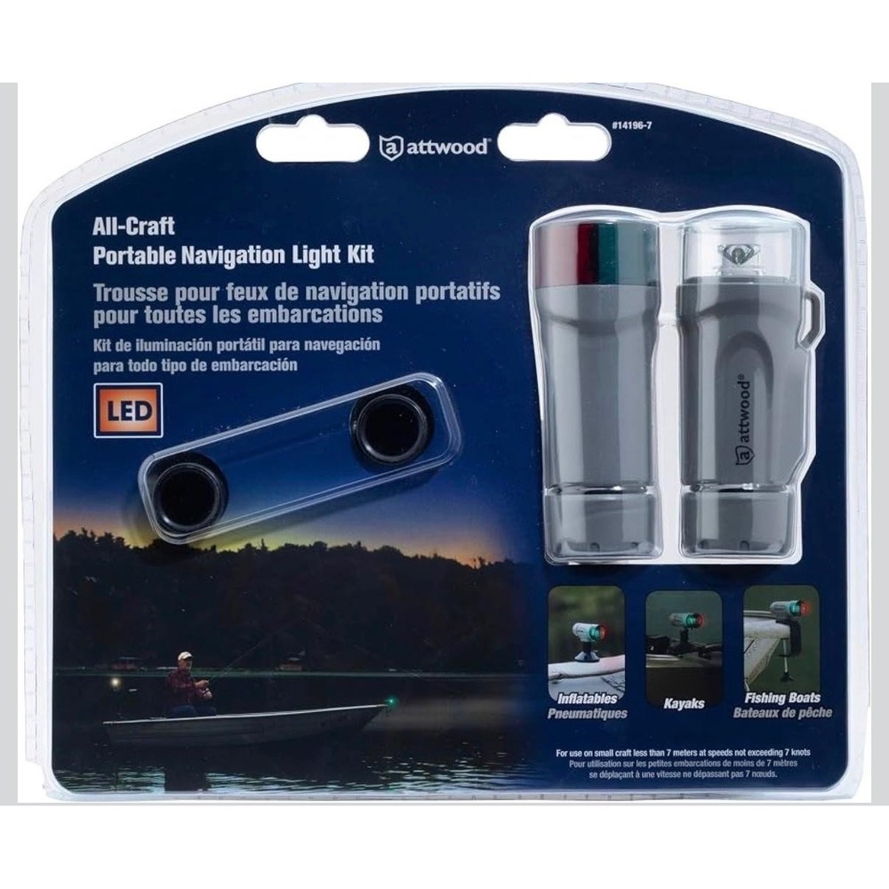 Attwood 14196-7 All-Craft Portable LED Navigation Light Kit Boat Kayak No Pole